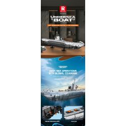 REOBRIX 33050 THUYỀN CHỮ bộ đồ chơi xếp lắp ráp ghép mô hình Military Army UNDERSEA BOAT NEXT-GENERATION STRATEGIC U-TYPE SUBMARINE Quân Sự Bộ Đội 3987 khối