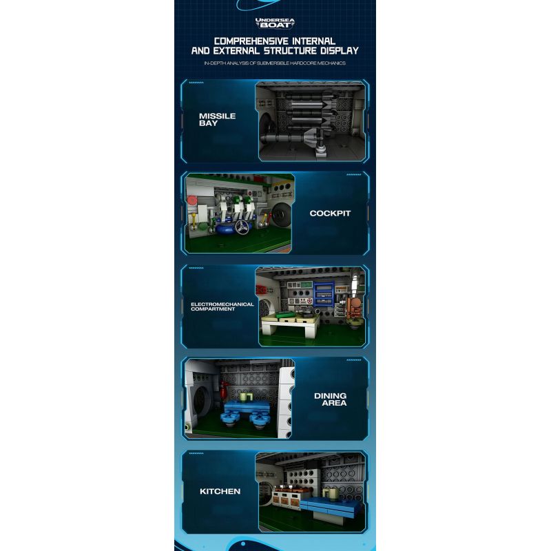 REOBRIX 33050 THUYỀN CHỮ bộ đồ chơi xếp lắp ráp ghép mô hình Military Army UNDERSEA BOAT NEXT-GENERATION STRATEGIC U-TYPE SUBMARINE Quân Sự Bộ Đội 3987 khối