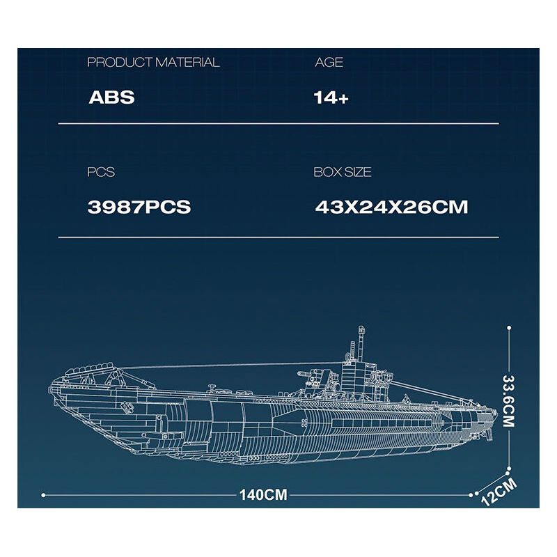 REOBRIX 33050 THUYỀN CHỮ bộ đồ chơi xếp lắp ráp ghép mô hình Military Army UNDERSEA BOAT NEXT-GENERATION STRATEGIC U-TYPE SUBMARINE Quân Sự Bộ Đội 3987 khối