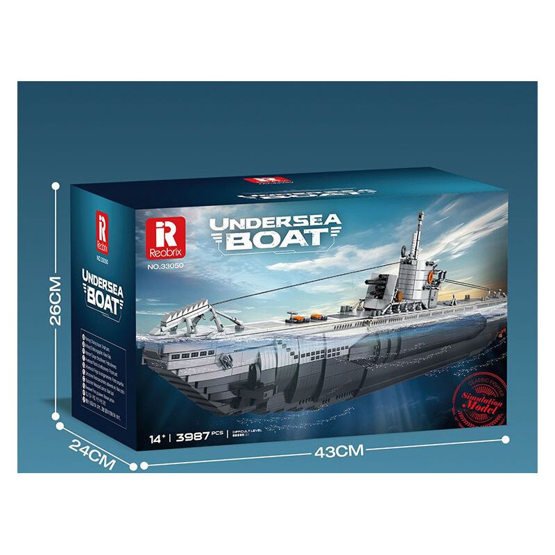 REOBRIX 33050 THUYỀN CHỮ bộ đồ chơi xếp lắp ráp ghép mô hình Military Army UNDERSEA BOAT NEXT-GENERATION STRATEGIC U-TYPE SUBMARINE Quân Sự Bộ Đội 3987 khối