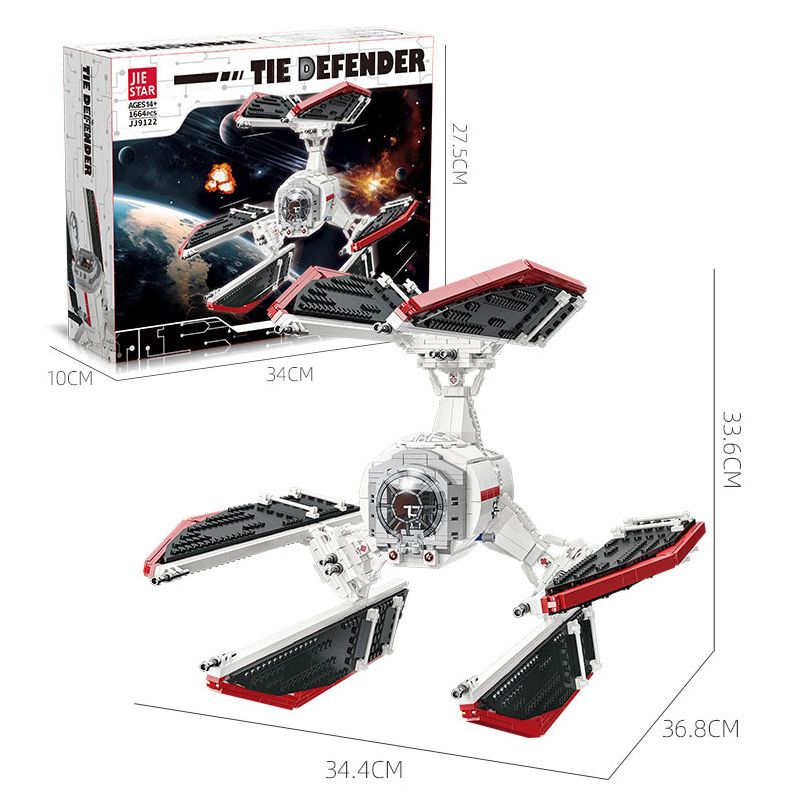 JIESTAR JJ9122 9122 MÁY BAY CHIẾN ĐẤU PHÒNG THỦ TIE/D bộ đồ chơi xếp lắp ráp ghép mô hình Star Wars TIE DEFENDER Chiến Tranh Giữa Các Vì Sao 1664 khối