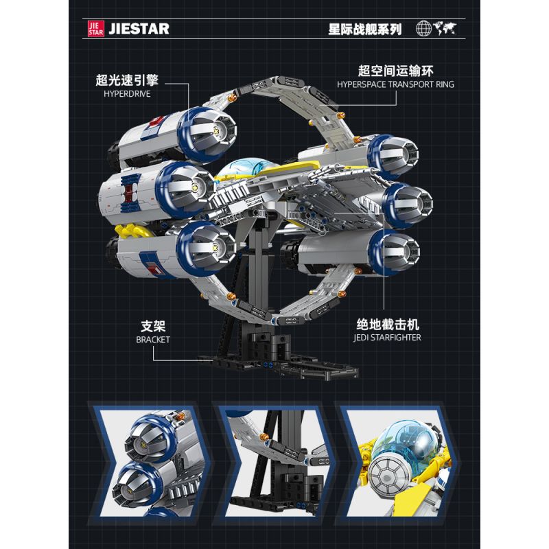 JIESTAR JJ9125 9125 MÁY ĐÁNH CHẶN JEDI bộ đồ chơi xếp lắp ráp ghép mô hình Star Wars JEDI STARFIGHTER Chiến Tranh Giữa Các Vì Sao 1896 khối