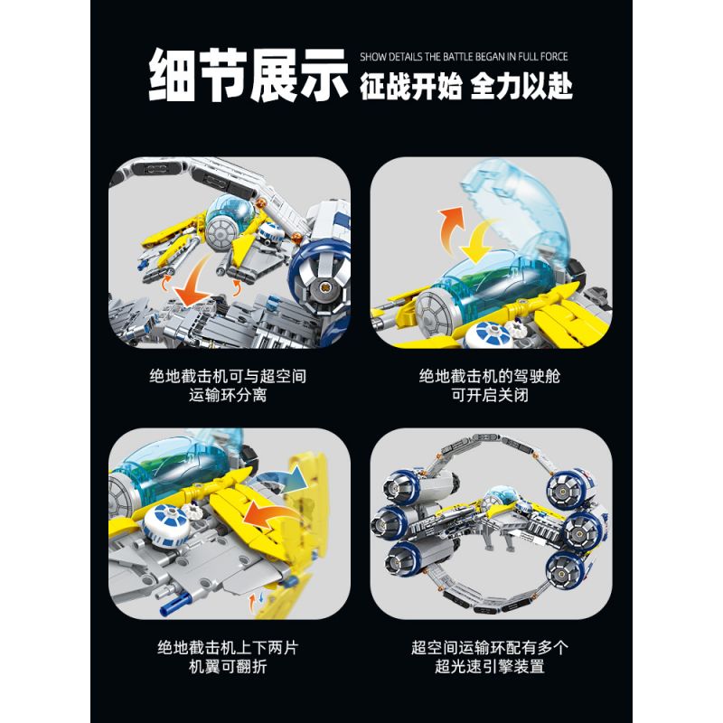 JIESTAR JJ9125 9125 MÁY ĐÁNH CHẶN JEDI bộ đồ chơi xếp lắp ráp ghép mô hình Star Wars JEDI STARFIGHTER Chiến Tranh Giữa Các Vì Sao 1896 khối