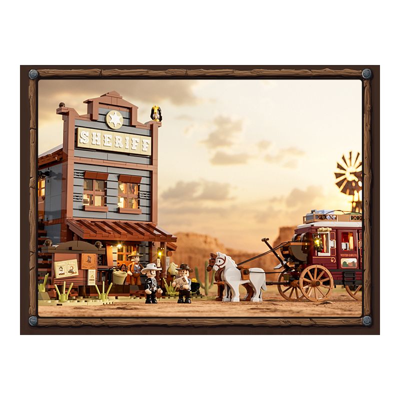 LUMIBRICKS FUNWHOLE F9052 9052 XE NGỰA HƯỚNG TÂY bộ đồ chơi xếp lắp ráp ghép mô hình Western WESTERN STAGECOACH Trung Cổ 293 khối
