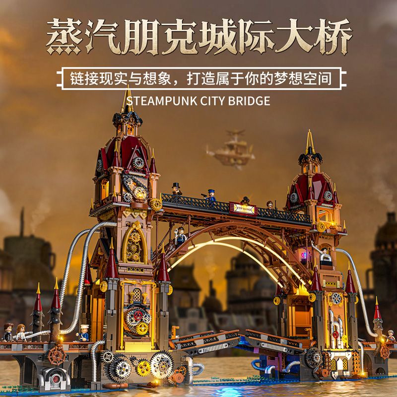 LUMIBRICKS FUNWHOLE F9047 9047 THẾ GIỚI STEAMPUNK CẦU LIÊN TỈNH bộ đồ chơi xếp lắp ráp ghép mô hình STEAMPUNK CITY BRIDGE 3170 khối