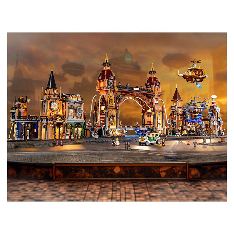 LUMIBRICKS FUNWHOLE F9047 9047 THẾ GIỚI STEAMPUNK CẦU LIÊN TỈNH bộ đồ chơi xếp lắp ráp ghép mô hình STEAMPUNK CITY BRIDGE 3170 khối