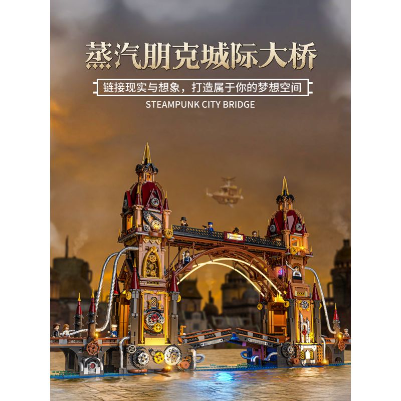 LUMIBRICKS FUNWHOLE F9047 9047 THẾ GIỚI STEAMPUNK CẦU LIÊN TỈNH bộ đồ chơi xếp lắp ráp ghép mô hình STEAMPUNK CITY BRIDGE 3170 khối
