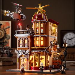 LUMIBRICKS FUNWHOLE F9050 9050 THẾ GIỚI STEAMPUNK CÂU LẠC BỘ BAY bộ đồ chơi xếp lắp ráp ghép mô hình STEAMPUNK FLYING CLUB 1858 khối