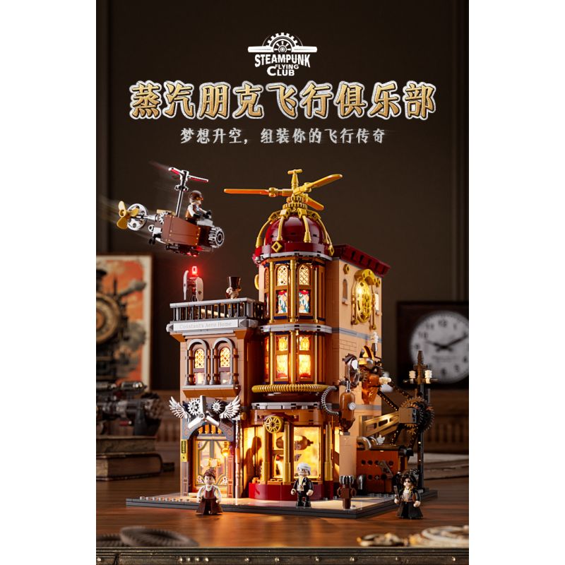 LUMIBRICKS FUNWHOLE F9050 9050 THẾ GIỚI STEAMPUNK CÂU LẠC BỘ BAY bộ đồ chơi xếp lắp ráp ghép mô hình STEAMPUNK FLYING CLUB 1858 khối