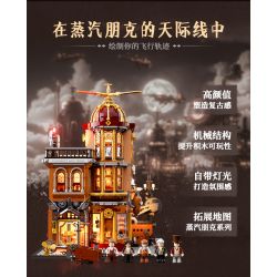 LUMIBRICKS FUNWHOLE F9050 9050 THẾ GIỚI STEAMPUNK CÂU LẠC BỘ BAY bộ đồ chơi xếp lắp ráp ghép mô hình STEAMPUNK FLYING CLUB 1858 khối