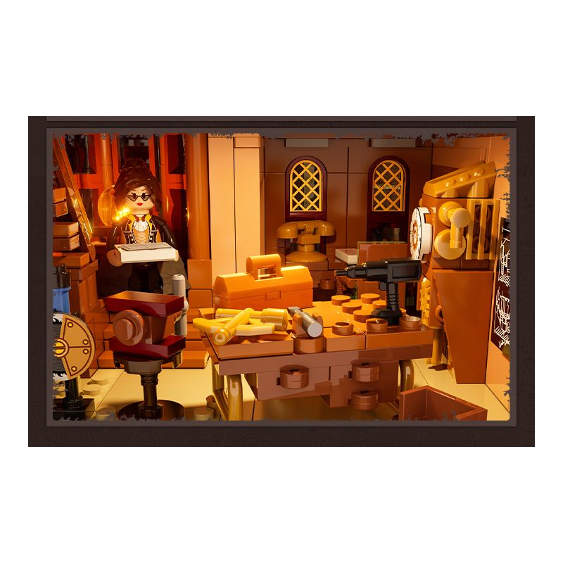 LUMIBRICKS FUNWHOLE F9050 9050 THẾ GIỚI STEAMPUNK CÂU LẠC BỘ BAY bộ đồ chơi xếp lắp ráp ghép mô hình STEAMPUNK FLYING CLUB 1858 khối