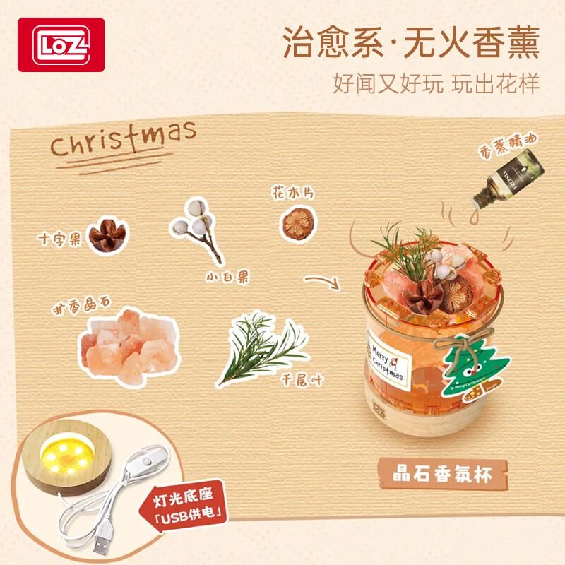LOZ 1958 ĐÈN NGỦ THƠM ÔNG GIÀ NOEL bộ đồ chơi xếp lắp ráp ghép mô hình Creator Sáng Tạo 1473 khối