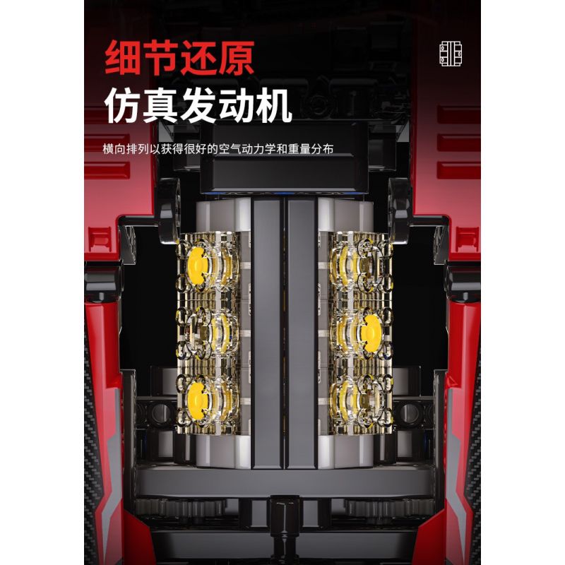 EXTRAORDINARY QM00037 00037 FERRARI GT3 1:10 tỷ lệ 1:10 bộ đồ chơi xếp lắp ráp ghép mô hình Technic FERRARI 296 GT3 Kỹ Thuật Công Nghệ Cao Mô Hình Phương Tiện 2270 khối