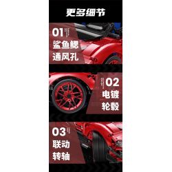 EXTRAORDINARY QM00037 00037 FERRARI GT3 1:10 tỷ lệ 1:10 bộ đồ chơi xếp lắp ráp ghép mô hình Technic FERRARI 296 GT3 Kỹ Thuật Công Nghệ Cao Mô Hình Phương Tiện 2270 khối