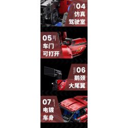 EXTRAORDINARY QM00037 00037 FERRARI GT3 1:10 tỷ lệ 1:10 bộ đồ chơi xếp lắp ráp ghép mô hình Technic FERRARI 296 GT3 Kỹ Thuật Công Nghệ Cao Mô Hình Phương Tiện 2270 khối