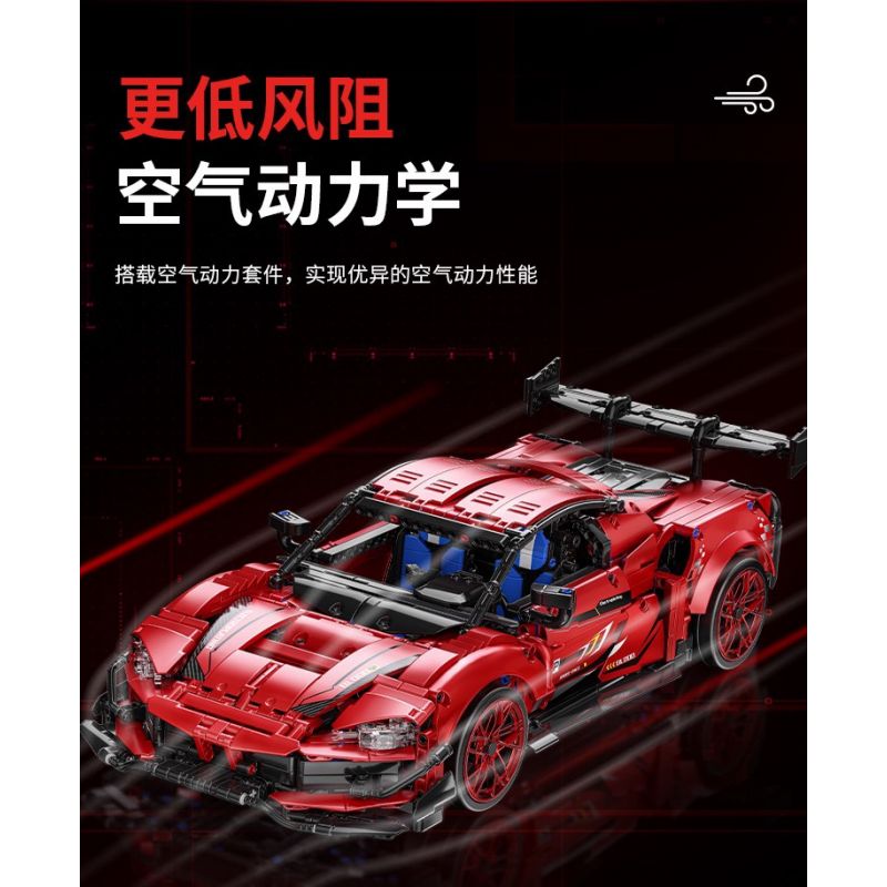 EXTRAORDINARY QM00037 00037 FERRARI GT3 1:10 tỷ lệ 1:10 bộ đồ chơi xếp lắp ráp ghép mô hình Technic FERRARI 296 GT3 Kỹ Thuật Công Nghệ Cao Mô Hình Phương Tiện 2270 khối