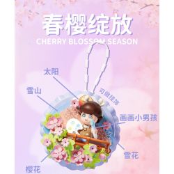 GEKKOSHA 802804 NAM CHÂM TỦ LẠNH SWEET SAKURA HOA ANH ĐÀO MÙA XUÂN bộ đồ chơi xếp lắp ráp ghép mô hình Gear Đồ Lắp Ghép