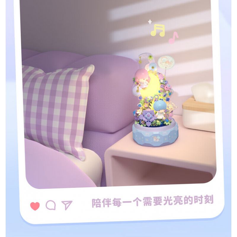 GEKKOSHA 803302 HỘP NHẠC TÌNH YÊU ÁNH TRĂNG CỦA GIA ĐÌNH SANRIO TSUKINO ODE TO SPRING GEMINI bộ đồ chơi xếp lắp ráp ghép mô hình SANRIO CHARACTERS