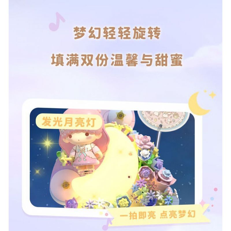 GEKKOSHA 803302 HỘP NHẠC TÌNH YÊU ÁNH TRĂNG CỦA GIA ĐÌNH SANRIO TSUKINO ODE TO SPRING GEMINI bộ đồ chơi xếp lắp ráp ghép mô hình SANRIO CHARACTERS