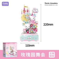 GEKKOSHA 803301 HỘP NHẠC TÌNH YÊU ÁNH TRĂNG CỦA GIA ĐÌNH SANRIO VƯỜN HỒNG KHIÊU VŨ HELLO KITTY bộ đồ chơi xếp lắp ráp ghép mô hình SANRIO CHARACTERS