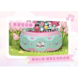 GEKKOSHA 803301 HỘP NHẠC TÌNH YÊU ÁNH TRĂNG CỦA GIA ĐÌNH SANRIO VƯỜN HỒNG KHIÊU VŨ HELLO KITTY bộ đồ chơi xếp lắp ráp ghép mô hình SANRIO CHARACTERS