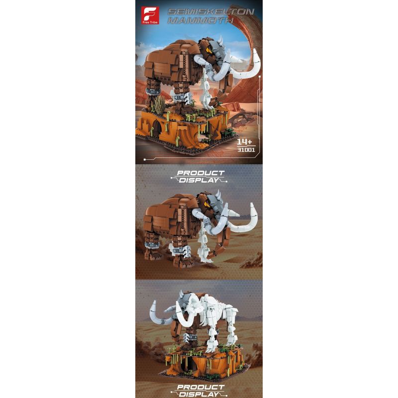 FREE TRIBE 31001 VOI MA MÚT bộ đồ chơi xếp lắp ráp ghép mô hình SEMISKELTON MAMMOTH 1310 khối