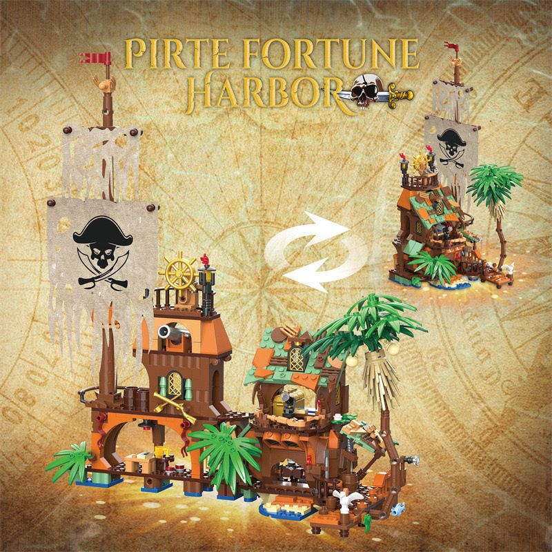 FREE TRIBE 31002 BẾN TÀU CƯỚP BIỂN bộ đồ chơi xếp lắp ráp ghép mô hình Pirates Of The Caribbean PIRTE FORTUNE HARBOR Cướp Biển Vùng Caribe 833 khối