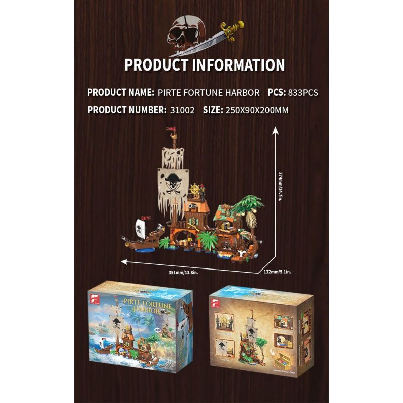 FREE TRIBE 31002 BẾN TÀU CƯỚP BIỂN bộ đồ chơi xếp lắp ráp ghép mô hình Pirates Of The Caribbean PIRTE FORTUNE HARBOR Cướp Biển Vùng Caribe 833 khối
