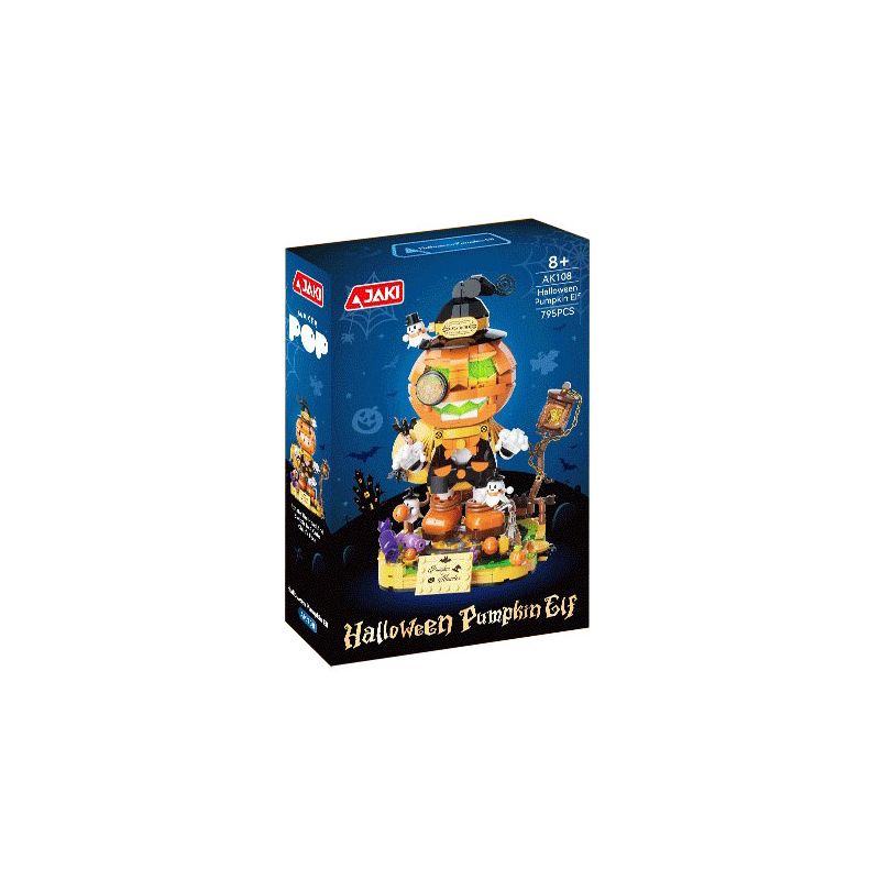 JAKI AK108 non Lego NHỮNG SÁNG TẠO HỢP THỜI TRANG YÊU TINH BÍ NGÔ HALLOWEEN bộ đồ chơi xếp lắp ráp ghép mô hình Creator HALLOWEEN PUMPKIN ELF 795 khối