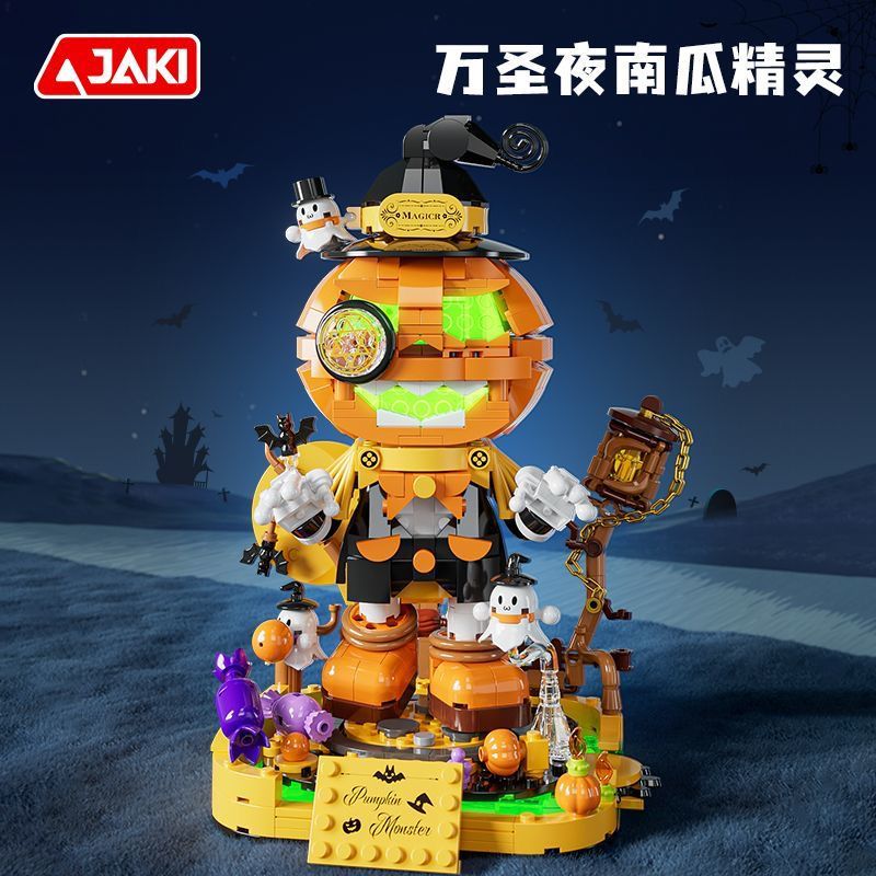 JAKI AK108 NHỮNG SÁNG TẠO HỢP THỜI TRANG YÊU TINH BÍ NGÔ HALLOWEEN bộ đồ chơi xếp lắp ráp ghép mô hình Creator HALLOWEEN PUMPKIN ELF 795 khối