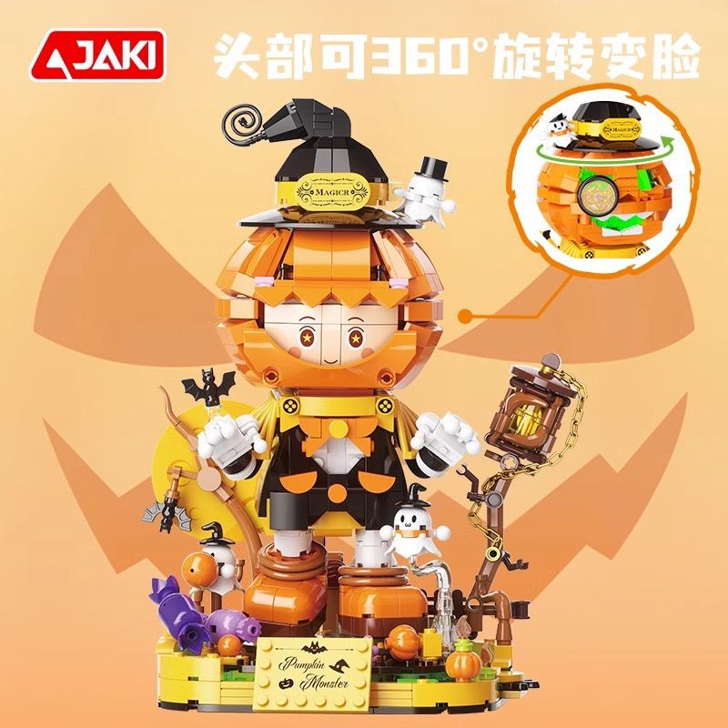 JAKI AK108 NHỮNG SÁNG TẠO HỢP THỜI TRANG YÊU TINH BÍ NGÔ HALLOWEEN bộ đồ chơi xếp lắp ráp ghép mô hình Creator HALLOWEEN PUMPKIN ELF 795 khối