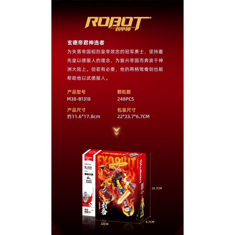 SLUBAN M38-B1318 B1318 1318 M38B1318 38-B1318 ANH HÙNG THỜI TAM QUỐC LƯU BỊ HOÀNG ĐẾ HUYỀN ĐỨC bộ đồ chơi xếp lắp ráp ghép mô hình 248 khối