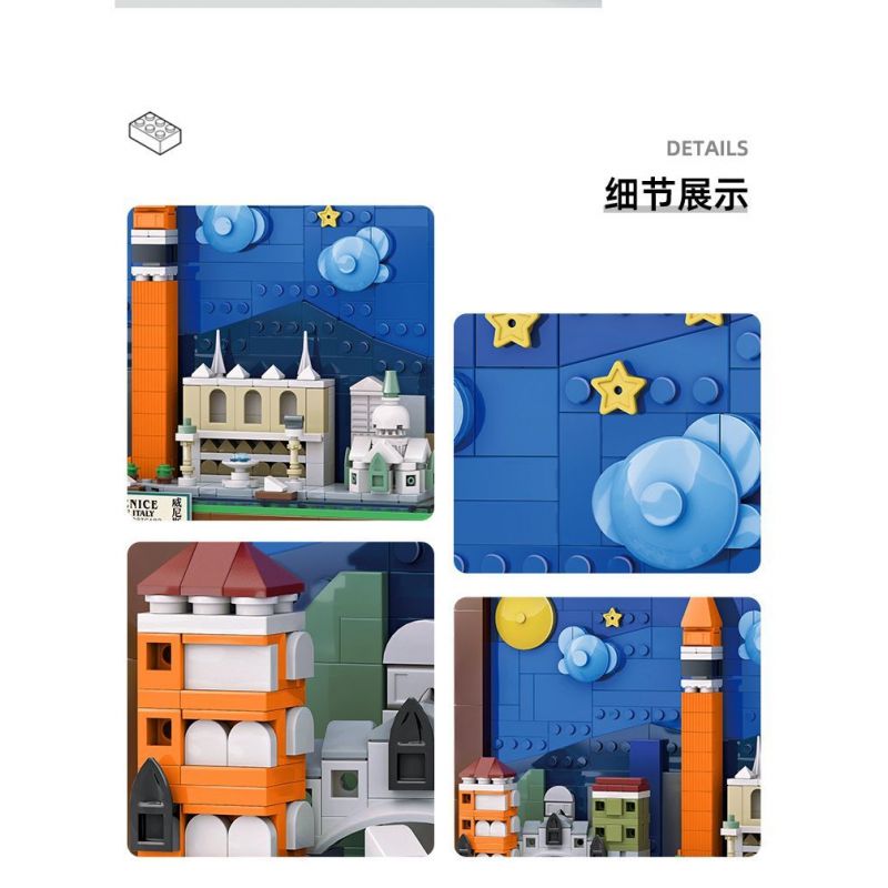 WANGE LIGAO DR.LUCK 4928 BƯU THIẾP THÀNH PHỐ VENICE bộ đồ chơi xếp lắp ráp ghép mô hình Architecture CITY POSTCARD Công Trình Kiến Trúc 580 khối