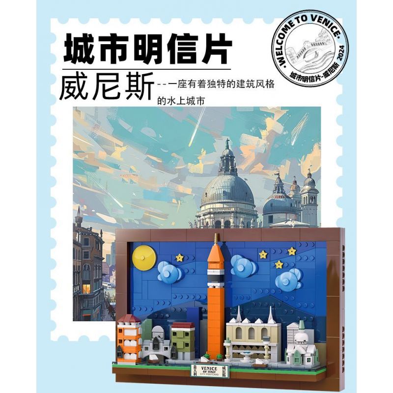 WANGE LIGAO DR.LUCK 4928 BƯU THIẾP THÀNH PHỐ VENICE bộ đồ chơi xếp lắp ráp ghép mô hình Architecture CITY POSTCARD Công Trình Kiến Trúc 580 khối