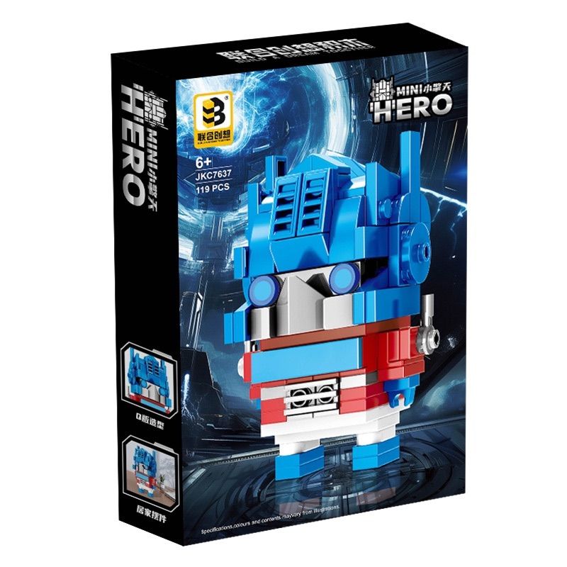 UNITED IMAGINE JKC7637 7637 non Lego TIÊU KÌNH THIÊN bộ đồ chơi xếp lắp ráp ghép mô hình Brickheadz MINI HERO Nhân Vật Đầu To 119 khối