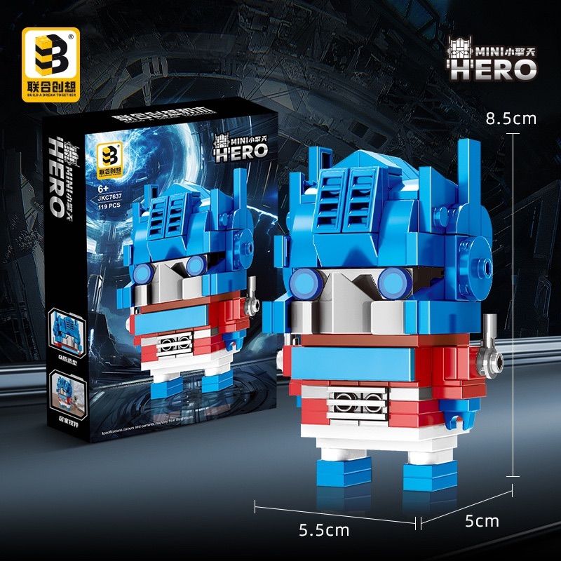 CO-CREATION JKC7637 7637 TIÊU KÌNH THIÊN bộ đồ chơi xếp lắp ráp ghép mô hình Brickheadz MINI HERO Nhân Vật Đầu To 119 khối