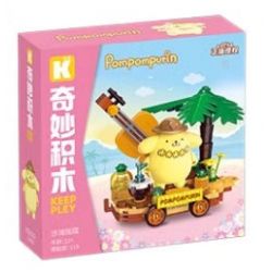 KEEPPLEY K20833 20833 CUỘC DIỄU HÀNH CỦA GIA ĐÌNH SANRIO CHÚ CHÓ PUDDING ĐU QUAY TRÊN BÃI BIỂN bộ đồ chơi xếp lắp ráp ghép mô hình Movie & Game Phim Và Trò Chơi 119 khối