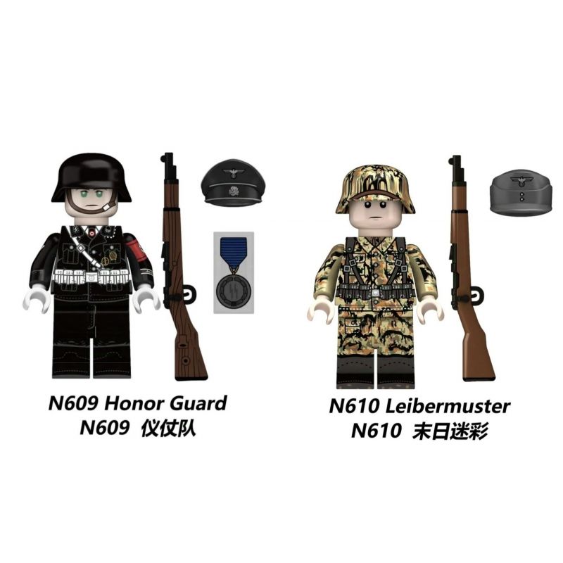 GUANGDONG RUIZHIDA N609 N610 N611 N612 NHÂN VẬT NHỎ CỦA QUÂN ĐỘI ĐỨC TRONG THẾ CHIẾN THỨ HAI 4 LOẠI bộ đồ chơi xếp lắp ráp ghép mô hình Military Army Quân Sự Bộ Đội