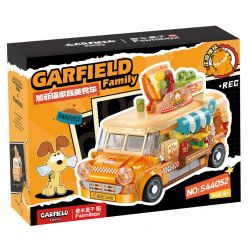 FEMIBOX S44052 44052 GIA ĐÌNH GARFIELD XE TẢI THỰC PHẨM DI ĐỘNG CỦA bộ đồ chơi xếp lắp ráp ghép mô hình Movie & Game GARFIELD FAMILY Phim Và Trò Chơi 450 khối