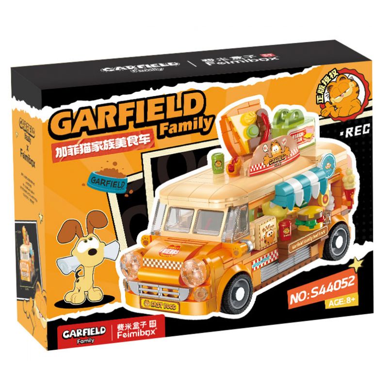FEMIBOX S44052 44052 GIA ĐÌNH GARFIELD XE TẢI THỰC PHẨM DI ĐỘNG CỦA bộ đồ chơi xếp lắp ráp ghép mô hình Movie & Game GARFIELD FAMILY Phim Và Trò Chơi 450 khối