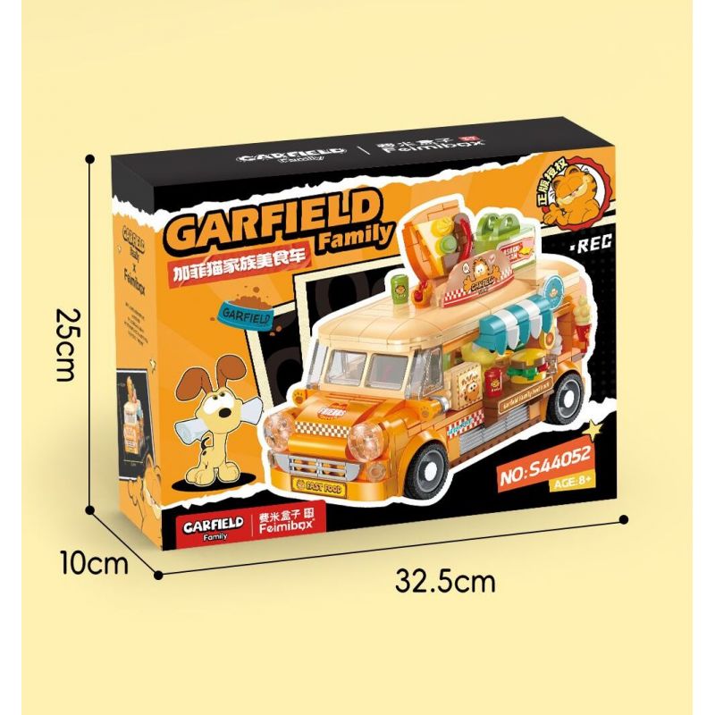 FEMIBOX S44052 44052 GIA ĐÌNH GARFIELD XE TẢI THỰC PHẨM DI ĐỘNG CỦA bộ đồ chơi xếp lắp ráp ghép mô hình Movie & Game GARFIELD FAMILY Phim Và Trò Chơi 450 khối