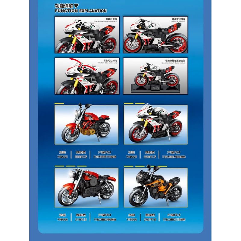 SEMBO 714555 THẾ GIỚI XE NỔI TIẾNG MÁY BK2 bộ đồ chơi xếp lắp ráp ghép mô hình Racers Đua Tốc Độ 242 khối