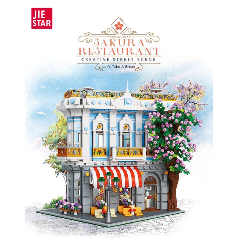 JIESTAR 89109 NHÀ HÀNG SAKURA bộ đồ chơi xếp lắp ráp ghép mô hình SAKURA RESTAURANT 3725 khối