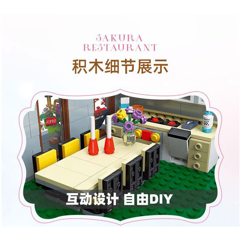 JIESTAR 89109 NHÀ HÀNG SAKURA bộ đồ chơi xếp lắp ráp ghép mô hình SAKURA RESTAURANT 3725 khối
