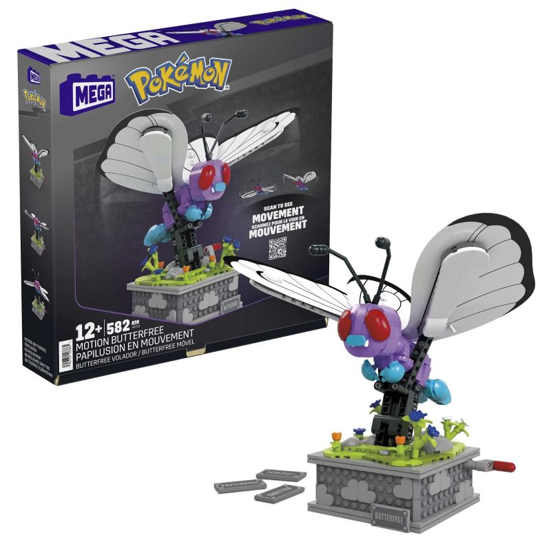 MEGA BLOKS HKT22 POKÉMON CON BƯỚM bộ đồ chơi xếp lắp ráp ghép mô hình Movie & Game POKÉMON BEWEGLICHES SMETTBO MOTION BUTTERFREE Phim Và Trò Chơi 582 khối