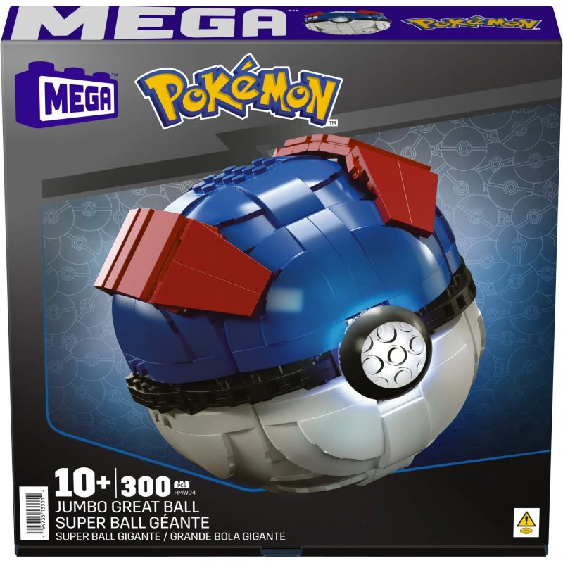 MEGA BLOKS HMW04 POKÉMON SIÊU BÓNG bộ đồ chơi xếp lắp ráp ghép mô hình Movie & Game POKÉMON JUMBO GREAT BALL Phim Và Trò Chơi 300 khối