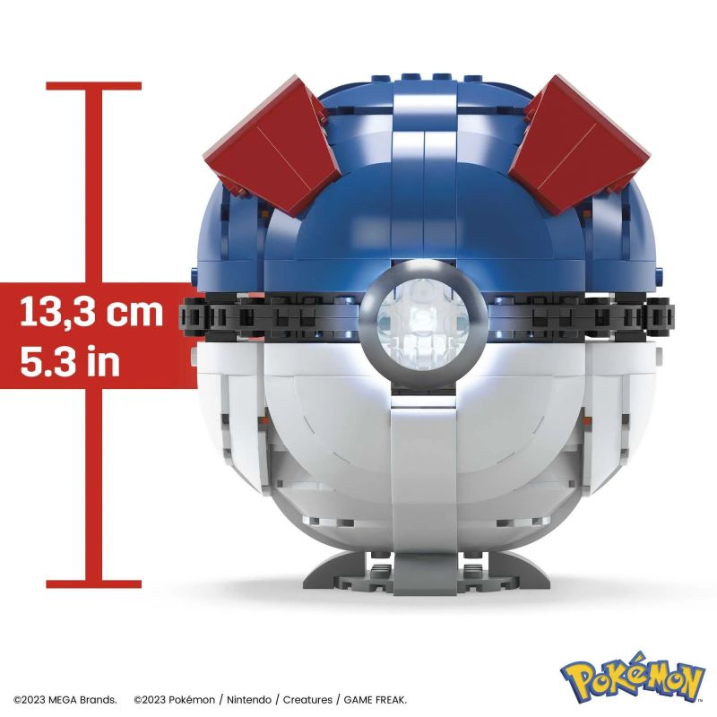 MEGA BLOKS HMW04 POKÉMON SIÊU BÓNG bộ đồ chơi xếp lắp ráp ghép mô hình Movie & Game POKÉMON JUMBO GREAT BALL Phim Và Trò Chơi 300 khối