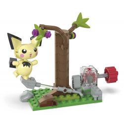 MEGA BLOKS HPB59 POKÉMON PIKACHU bộ đồ chơi xếp lắp ráp ghép mô hình Movie & Game POKÉMON PICHU'S FOREST FORAGE Phim Và Trò Chơi 84 khối