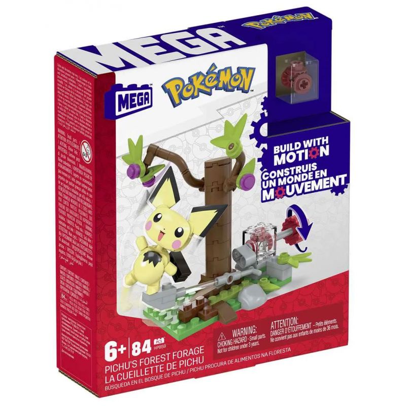 MEGA BLOKS HPB59 POKÉMON PIKACHU bộ đồ chơi xếp lắp ráp ghép mô hình Movie & Game POKÉMON PICHU'S FOREST FORAGE Phim Và Trò Chơi 84 khối