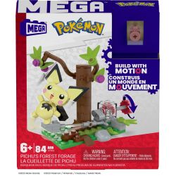 MEGA BLOKS HPB59 POKÉMON PIKACHU bộ đồ chơi xếp lắp ráp ghép mô hình Movie & Game POKÉMON PICHU'S FOREST FORAGE Phim Và Trò Chơi 84 khối